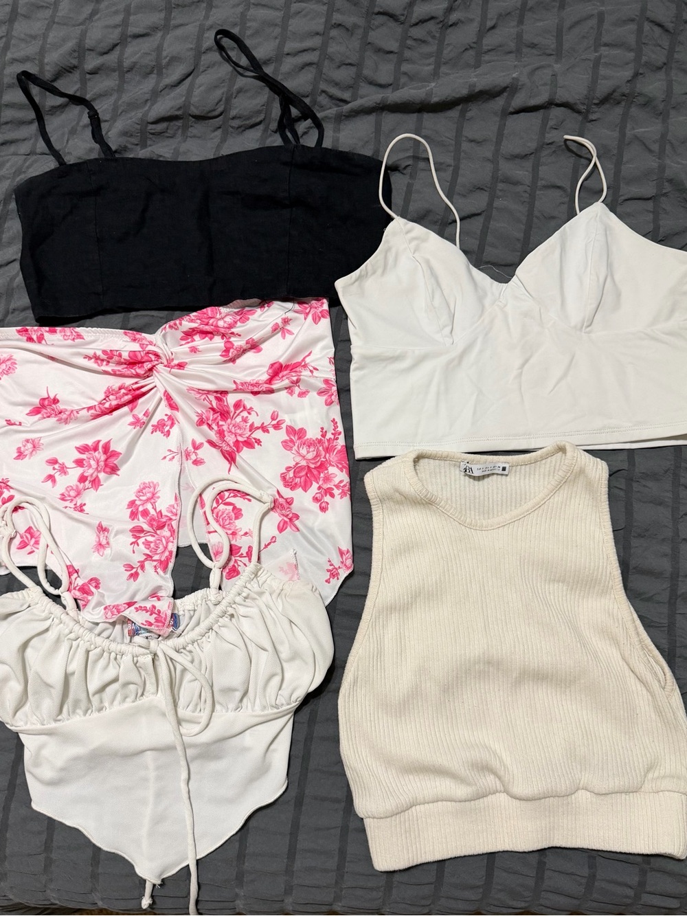 Assorted Women’s Crop Tops - Black, White, Cream & Pink Floral